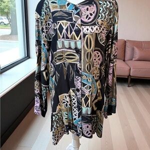 Artistic Button Down Shirt - Black with Multicolor Accents